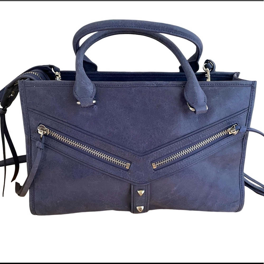 Botkier Blue Leather Handbag Silver Accents